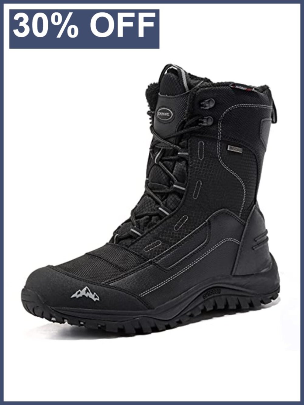 Men's Mid-Calf Waterproof Snow Boots Fur-Lined Non-Slip Winter Outdoor